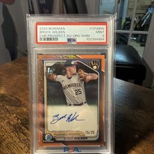 2024 Bowman Brock Wilken Chrome Prospects Auto Orange Shimmer #/25 PSA 9