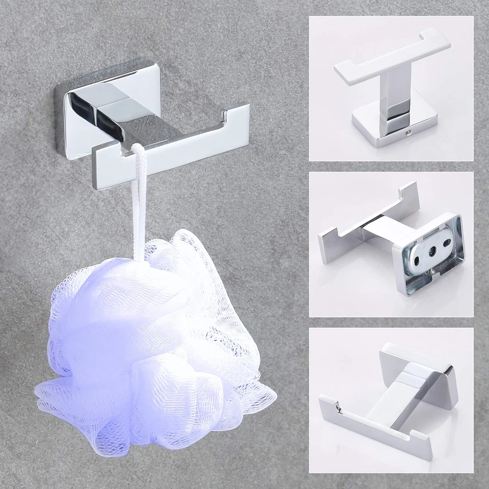 Set Portasciugamani Da Bagno 4 Pezzi in Acciaio Inossidabile Argento - Porta Sal - Immagine 3 di 4