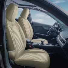 Universal Nappa Leather Car Seat Covers Full Set Waterproof Beige Suv Truck Universal Nappa Leather Car Seat Covers Full Set Waterproof Beige Suv Truck