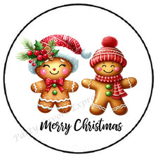 MERRY CHRISTMAS GINGERBREAD COOKIES ENVELOPE SEALS LABELS STICKERS PARTY FAVORS