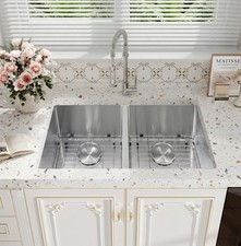 Double Bowl Kitchen Sink Undermount 31 inch,16-Gauge T304 Undermount Kitchen ...