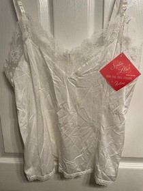 Vtg Fortune Nylon Camisole Women&rsquo;s Size 2X WHITE Lacy Cami Top NWT XXL Sissy