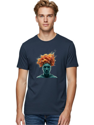 Orange-Afro Mens Graphic Tee, 100% Cotton, Casual Summer Wear