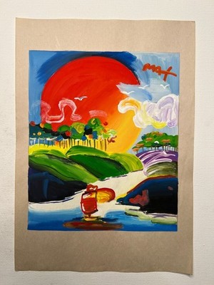 Peter Max Zeichnung auf Papier (Handmade) signiert und gestempelt Mischtechnik.