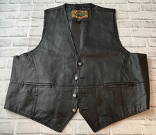 Biker Vest Black Leather Wear 3XL Leather Bra...