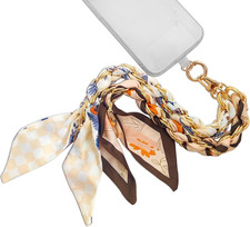 Phone Charms with Scarf Gold Metal Phone Lanyard Wrist Strap