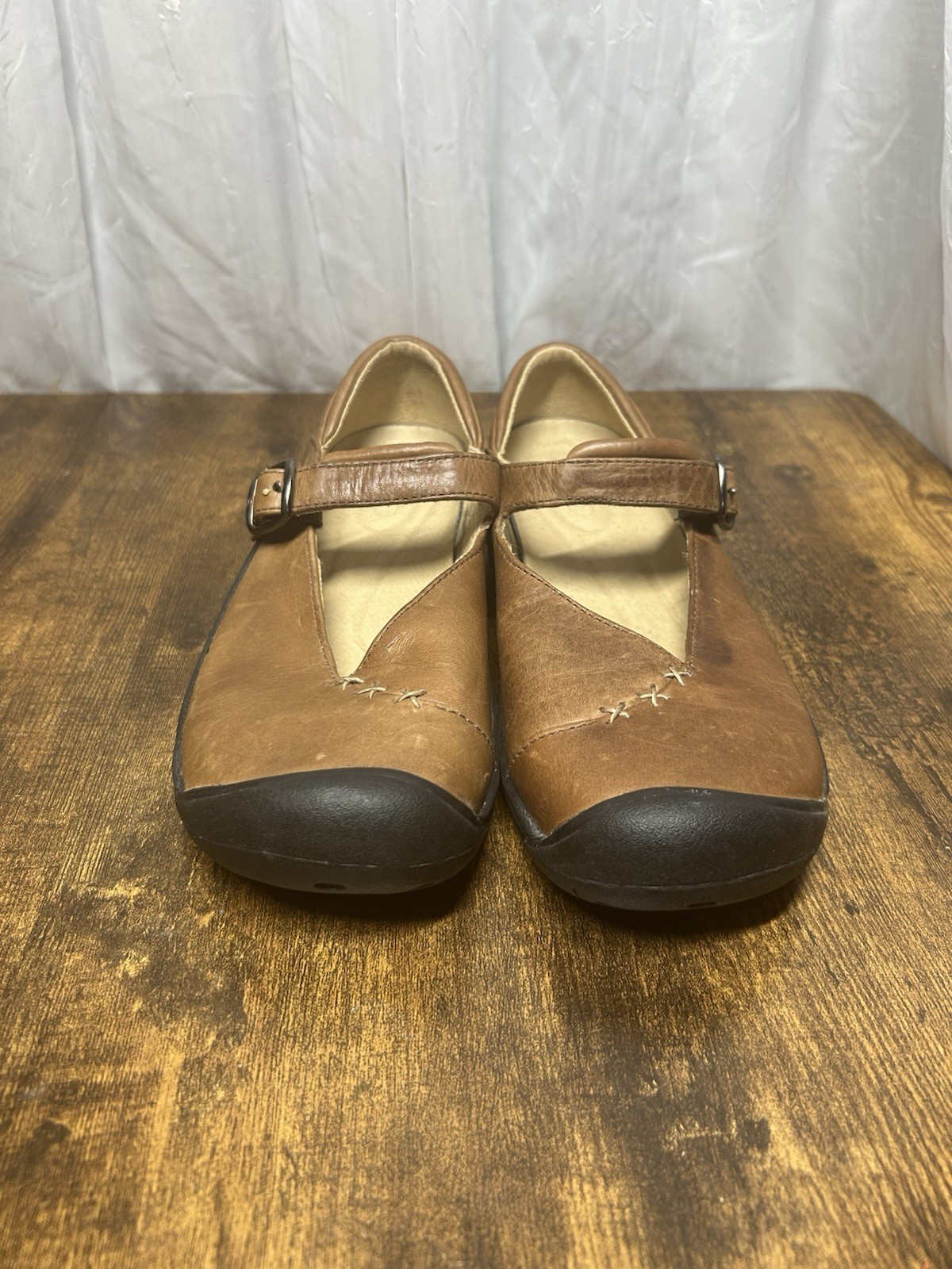 Vintage Keen Cigar Mary Janes slip on donna taglia 8 pelle marrone escursionismo comodo