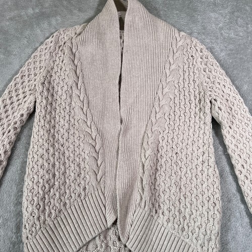 Ivivva Strickjacke Pullover Mädchen Größe 14 beige Zopfmuster vorne offen - Bild 2 von 8