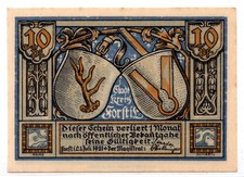 1921 Germany Forst Notgeld 10 Pfennig Note (2957)