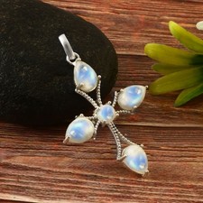 925 Sterling Silver Natural Rainbow Moonstone Gemstone jewelry Handmade Pendant