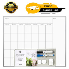 16x 20 in. Magnetic Monthly Calendar Dry Erase Board, Silver Aluminum Frame
