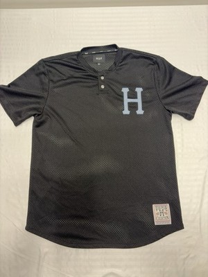HUF Crackerjack Baseball Jersey Black Size Medium Mesh Polyester Streetwear