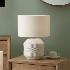 Pacific Lifestyle Meribel White Geo Textured Ceramic Table Lamp