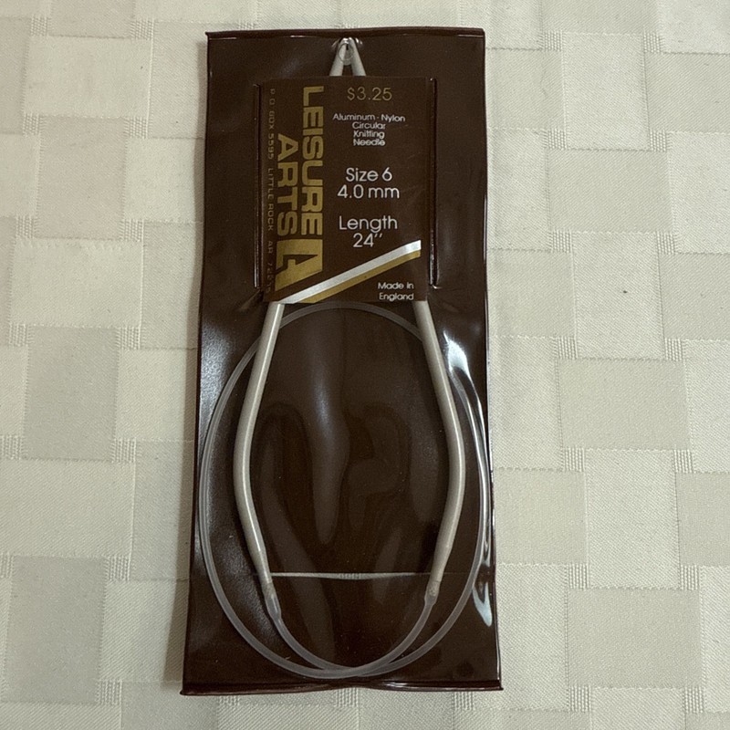 Leisure Arts Aluminium Nylon Knitting Needle Circular 24" Size 6 England