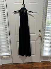 Black NWT Merokeety Women’s Size S Solid Halter Style Maxi Dress Open Back