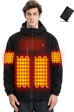 Heated Jackets for Men, Heated Fleece Hoodie with Battery 16000Mah, Heated Coat 