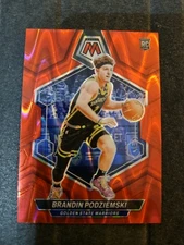 2023-24 Panini Mosaic Red Seismic Prizm Rookie Brandin Podziemski RC /299 GSW