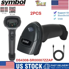 2PCS Zebra Symbol 1D/2D Handheld Barcode Scanner W/ USB Cable DS4308-SR00007ZZAP