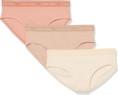 3-Pack Calvin Klein Girls Bikini Panty MEDIUM 7-8 Modern Cotton Nude Rose Dawn