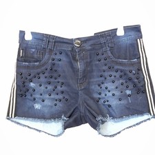 Y2K Rhero Bids Butt Support Pads Blue Beach Summer Jeans Shorts Women 34 S/M