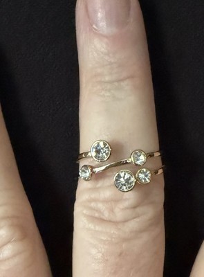 Gold Tone Wrap Ring Five Round Clear Stones Size 10 Fashion Jewelry Accessory