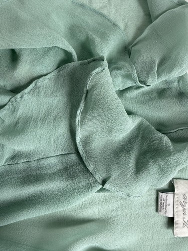 Aryn K 100% Silk Ruffle Romper Size S – Mint Green & Beige – Designer Summer - Picture 7 of 7