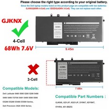   LOT GJKNX Battery For Dell Latitude 5480 5580 5490 5590 Series GD1JP 5YHR4 68Wh