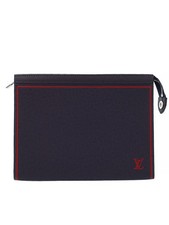 Louis Vuitton Taiga Black Leather Pochette Voyage Clutch Bag