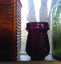 1890 DEEP PUCE AMETHYST CHRISTMAS TREE FAIRY LIGHT DIAMOND LATTICE CANDLE LAMP