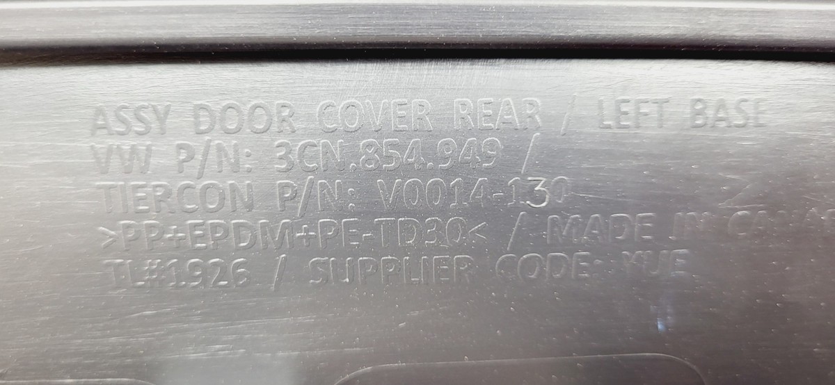 2018-26 Volkswagen Atlas Cross Sport Left Rear Lower Door Molding