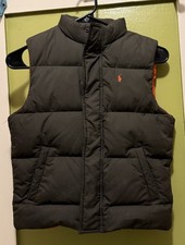Vintage Polo Ralph Lauren Olive  Orange Kids Reversible Puffer Vest Size XS 6/7