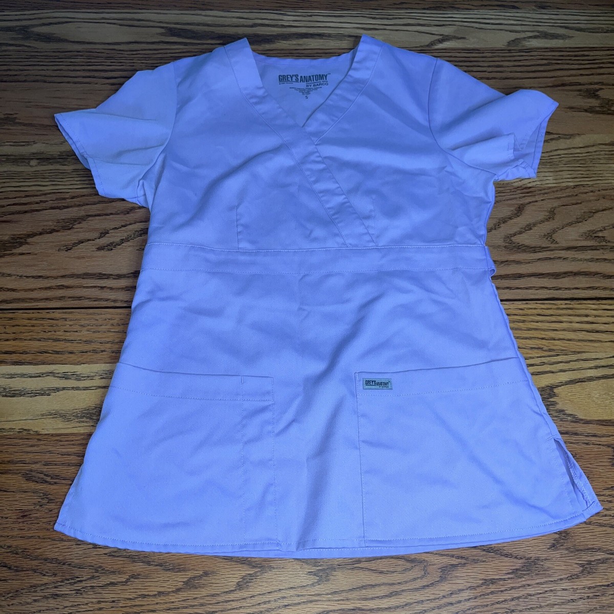 slim fit dress slacks Grey's Anatomy Spandex Stretch Women's Emma 4-Pocket V-Neck Scrub Top Steel / L main image 1
