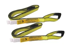 2 Pack 2" x 8' 2-Ply Yellow Polyester Web Slings Flat Eyes 12,800 lbs WLL Heavy