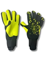 Just 4 Kicks Soccer Goalkeeper Gloves - Black & Yellow - Pro Level [Sizes 4-10]