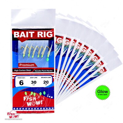 10packs Size 6 Fishing Piscatore Sabiki Golden 6-Hook Bait Rig Fish Lures #6 @US