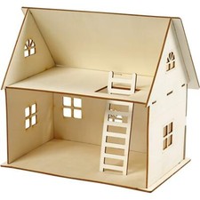 Plywood Self Assemble Doll House Construction Kit 25cm x 18cm x 17cm Kids Crafts