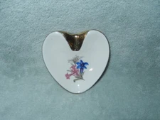 Vintage Cottier Freres Switzerland Floral Heart-Shaped Miniature China Dish-RARE