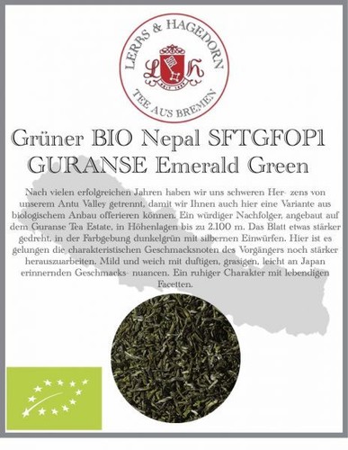 Gru ̈ Ner Thé Bio Népal SFTGFOP1 Guranse Emerald Vert 1kg - Photo 1/3