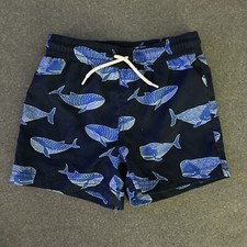 Janie and Jack Boys 2T Swim Trunks Swimsuit Blue Whale Mesh Liner Drawstring