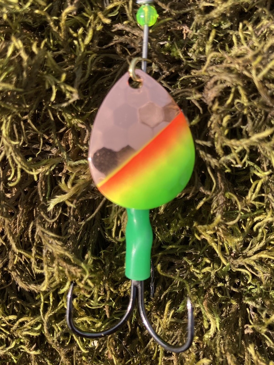 GDF Green Dot Hammered 3.5 Colorado Hoochie Spinner - Good Day Fishing