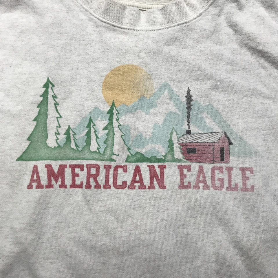 American Eagle Women's Cozy Cabin Crew Neck Sweatshirt Oatmeal Color Size Medium - Image 2 of 4