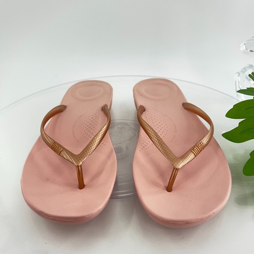 Fitflop Womens Surfa Sandal Size 11 Pink Gold Thong Slide Flip Flop Toning - Picture 3 of 10