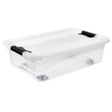 1 x Clear Under Bed Home Storage Box on Wheels with Lid - 28 Litre Capacity