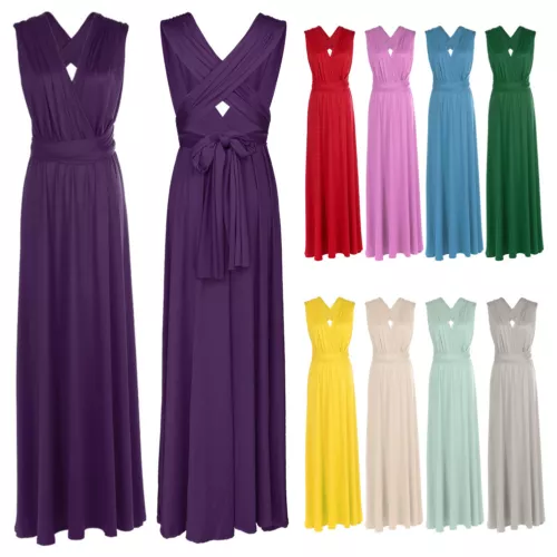 Maxi Vestido Damas Cóctel Fiesta Baile de graduación Vestido Cuello Halter Dama de honor Boda Largo* - Imagen 10 de 29