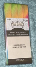 Sew-ology Extra Wide Doublefold Bias Tape 1/2” 3 yards Light Rainbow NIP