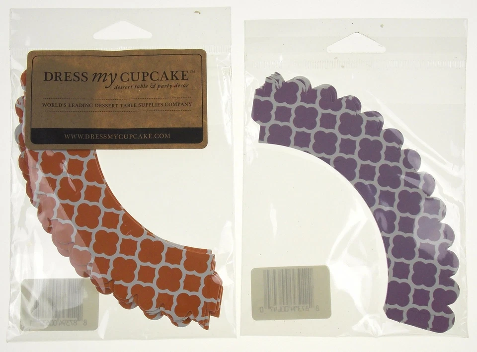 36 Mini Cupcake Wrappers Purple Orange Dress My Cupcakes Lot 2 Packages Birthday - Image 2 of 2