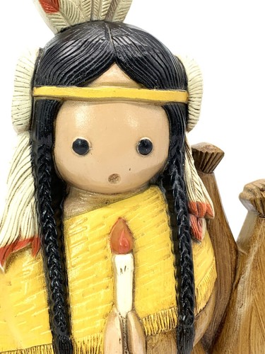Native American Girl Thanksgiving Decor Burwood Products Vintage 1981 - Picture 3 of 8