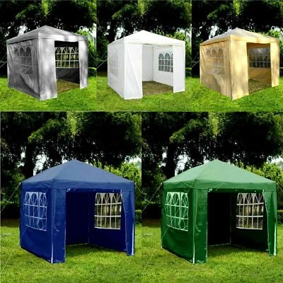 Gazebo With Sides Garden Marquee PE Awning Beach Party Camping Tent Canopy 3x3m