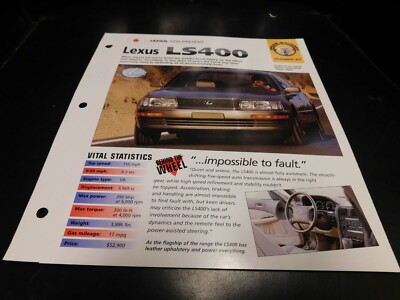 1990+ Lexus LS400 Spec Sheet Brochure Photo Poster | eBay