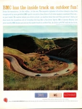 1961 BMC Automobile Vintage Print Ad Austin Healey Inside Track On Outdoor Fun